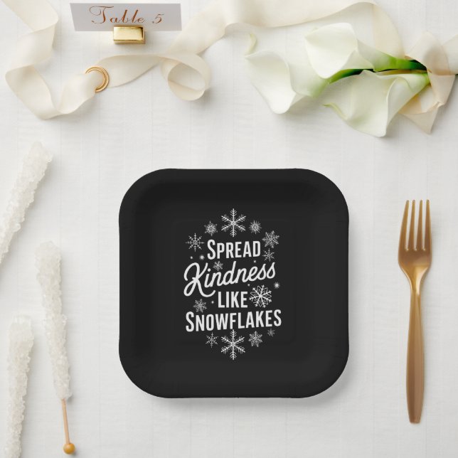 Xmas Spread Kindness Like Snowflakes Christmas  Paper Plate (Wedding)