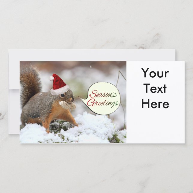 Xmas Squirrel in Snow Holiday Card (Front)