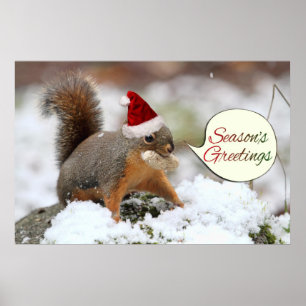 Xmas Squirrel in Snow Poster