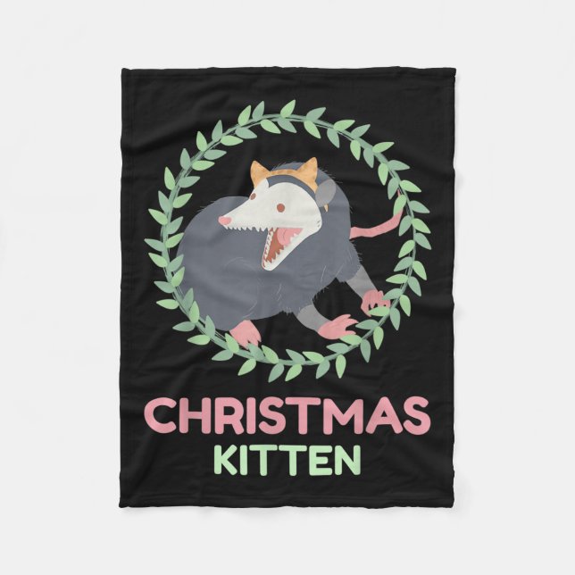 Xmas Ssum Kitten - Creepy Cute Pastel Goth Christm Fleece Blanket (Front)