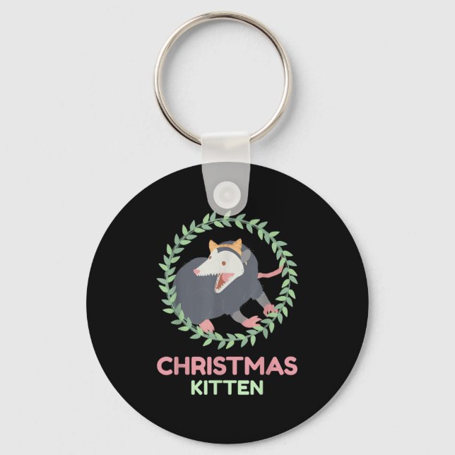 Xmas Ssum Kitten - Creepy Cute Pastel Goth Christm Key Ring (Front)