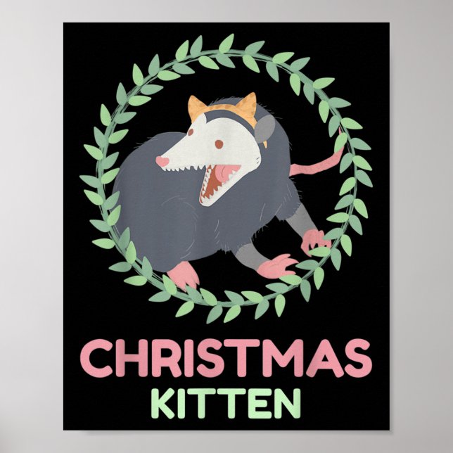 Xmas Ssum Kitten - Creepy Cute Pastel Goth Christm Poster (Front)