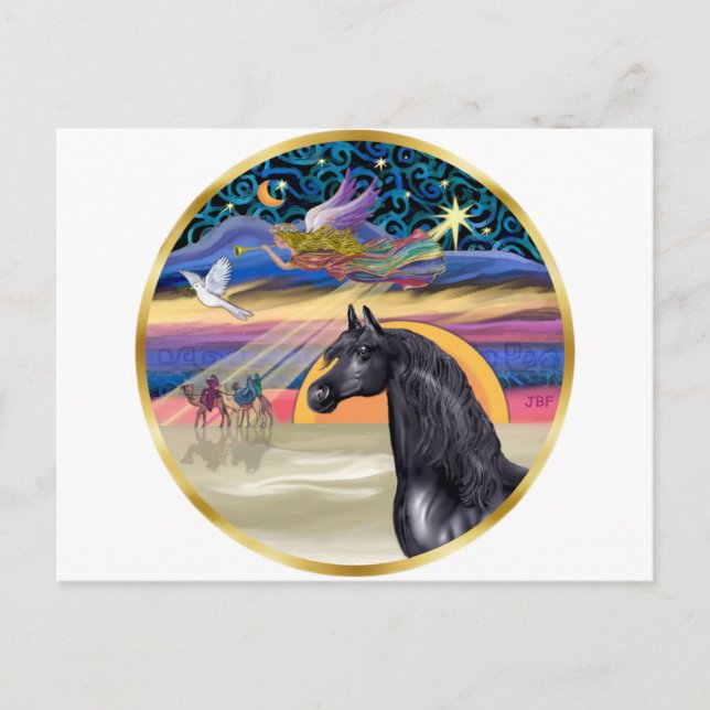 Xmas Star - Black Arabian Horse Holiday Postcard (Front)