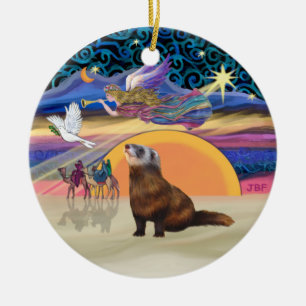 Xmas Star - Ferret 1 Ceramic Tree Decoration