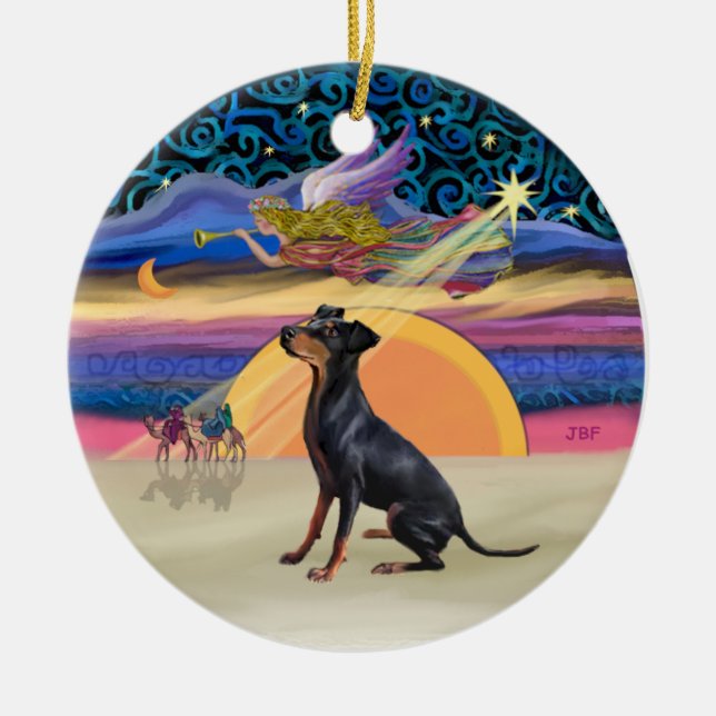 Xmas Star - Manchester Terrier Ceramic Tree Decoration (Front)