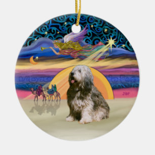 Xmas Star - Polish Lowland Sheepdog 10 Ceramic Tree Decoration