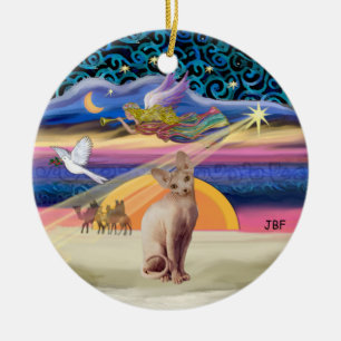 Xmas Star - Sphynx cat (fawn) Ceramic Tree Decoration