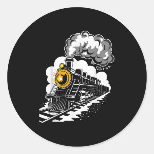 Xmas Steam Engine Train Vintage Conductor Men Boys Classic Round Sticker