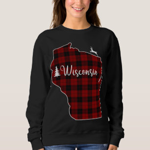 Xmas Stocking for Mum Red Plaid Deer Tree Wisconsi Sweatshirt