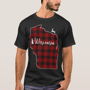 Xmas Stocking for Mum Red Plaid Deer Tree Wisconsi T-Shirt