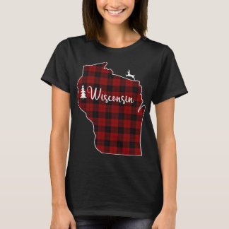 Xmas Stocking for Mum Red Plaid Deer Tree Wisconsi T-Shirt