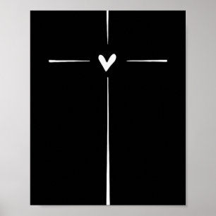 Xmas Store Uni Modern Black Heart Religious T Shir Poster