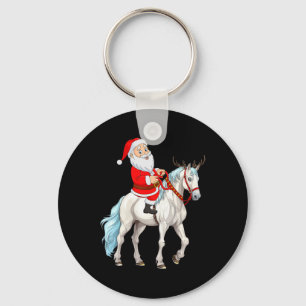 Xmas Style Reindeer Santa Riding Horse Christmas Key Ring