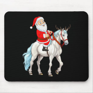 Xmas Style Reindeer Santa Riding Horse Christmas Mouse Mat