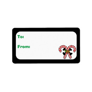 Xmas Sugar Skull Candy Canes Label