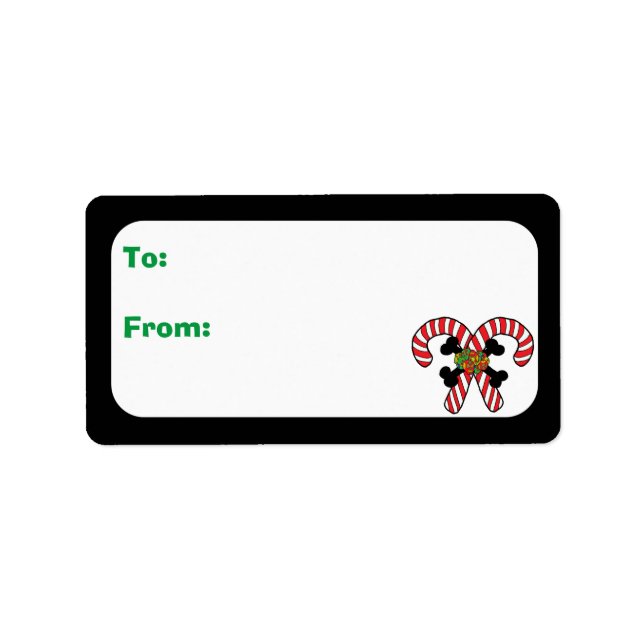 Xmas Sugar Skull Candy Canes Label (Front)