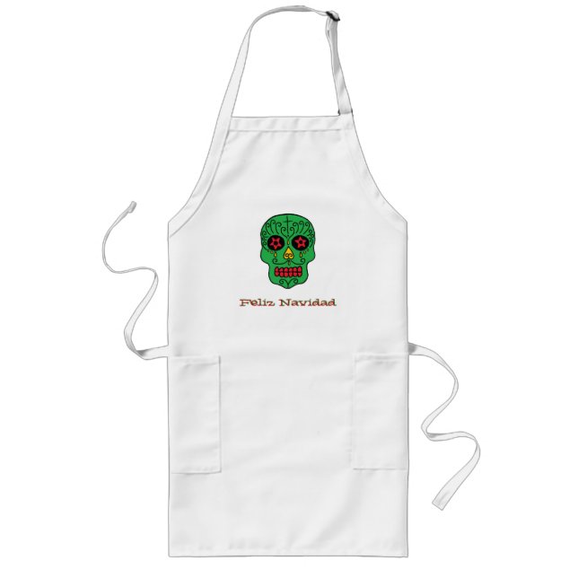 Xmas Sugar Skull Long Apron (Front)