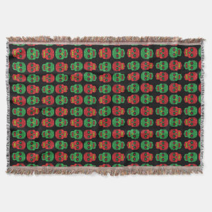 Xmas Sugar Skulls Throw Blanket