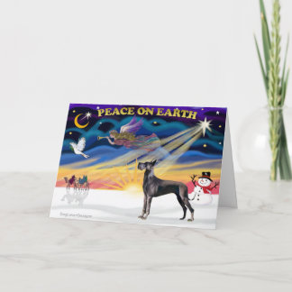 Xmas Sunrise - Blue Great Dane Holiday Card