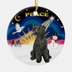 Xmas Sunrise- Kerry Blue Terrier Ceramic Tree Decoration