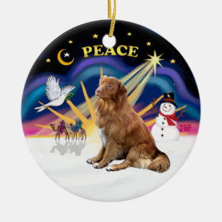 Xmas Sunrise - Nova Scotia dog Ceramic Tree Decoration
