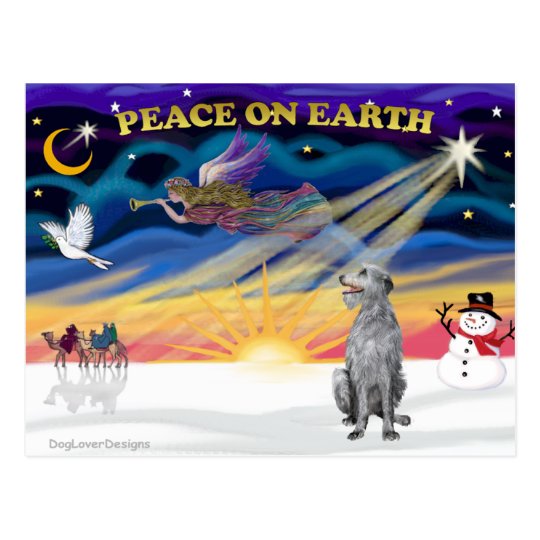 Xmas Sunrise - Scottish Deerhound Postcard