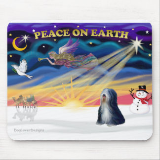Xmas Sunrise - Tibetan Terrier (BW) Mouse Mat