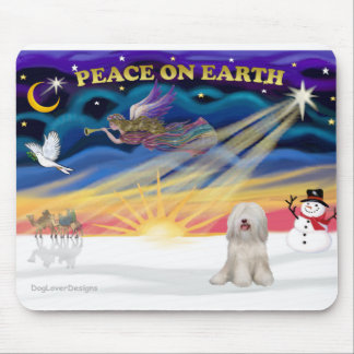 Xmas Sunrise - White Tibetan Terrier Mouse Mat
