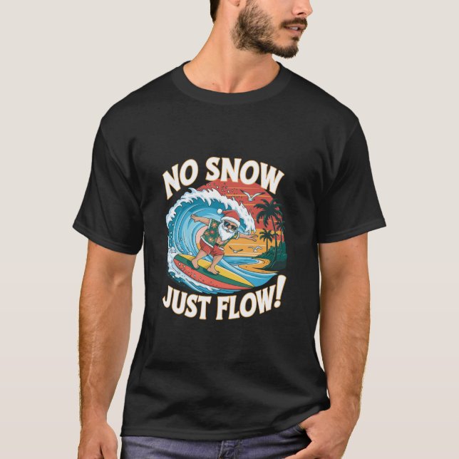 Xmas Surfer Santa Claus Christmas Beach Surfing T-Shirt (Front)