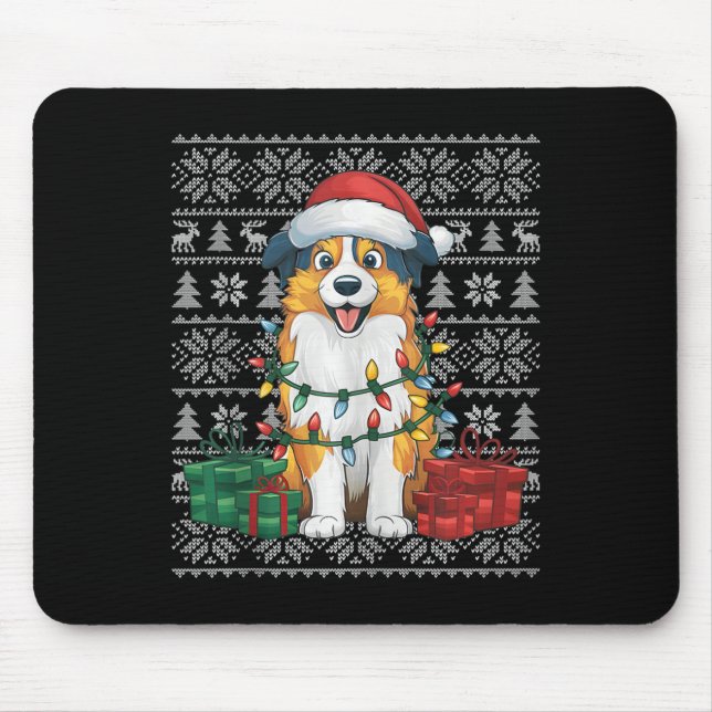 Xmas Sweater Style Ugly Australian Shepherd Dog Ch Mouse Mat (Front)
