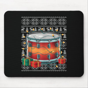 Xmas Sweater Style Ugly Musical Drum Christmas Mouse Mat