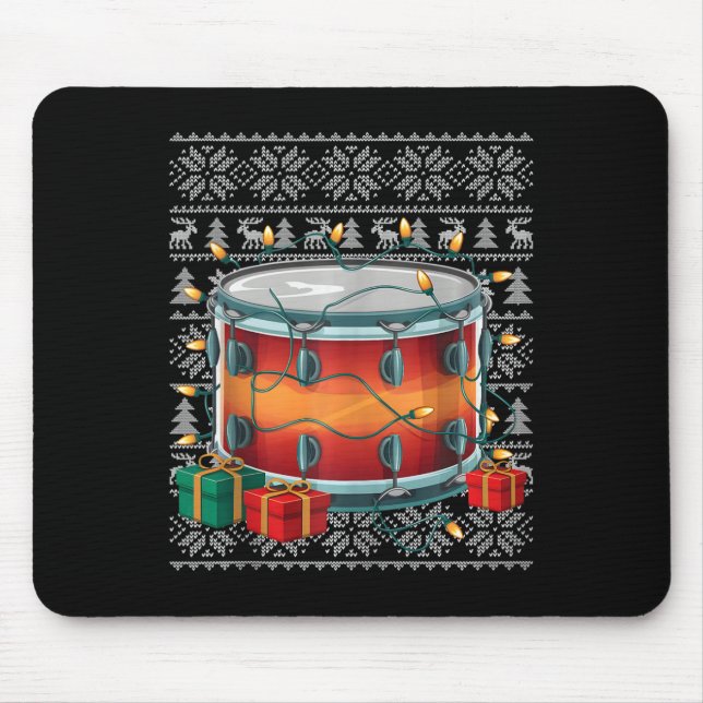 Xmas Sweater Style Ugly Musical Drum Christmas  Mouse Mat (Front)