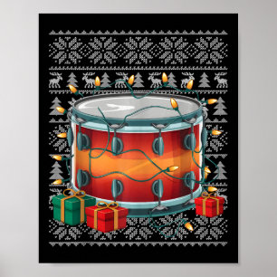 Xmas Sweater Style Ugly Musical Drum Christmas Poster