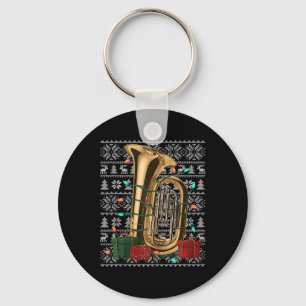 Xmas Sweater Style Ugly Musical Tuba Christmas  Key Ring