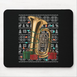 Xmas Sweater Style Ugly Musical Tuba Christmas Mouse Mat