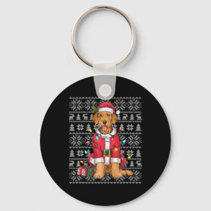 Xmas Sweater Style Ugly Santa Airedale Terrier Dog Key Ring