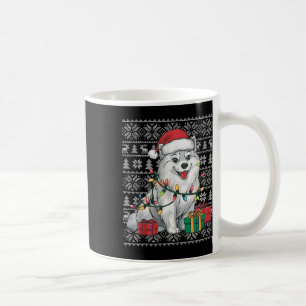 Xmas Sweater Style Ugly Santa American Eskimo Dog Coffee Mug