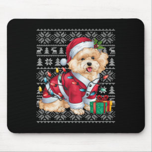 Xmas Sweater Style Ugly Santa Bichon Frise Dog Chr Mouse Mat