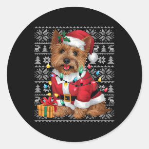 Xmas Sweater Style Ugly Santa Cairn Terrier Dog Ch Classic Round Sticker