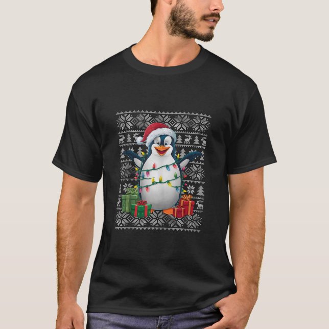 Xmas Sweater Style Ugly Santa Emperor Penguin Bird (Front)