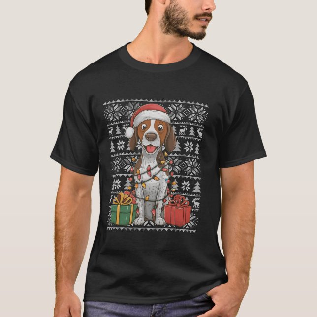 Xmas Sweater Style Ugly Santa English Pointer Dog  (Front)