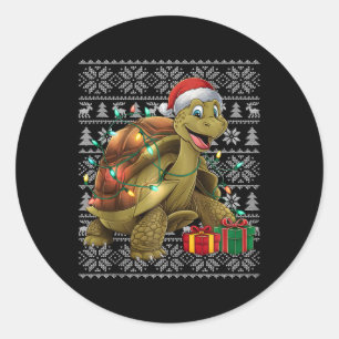Xmas Sweater Style Ugly Santa Giant Tortoise Chris Classic Round Sticker