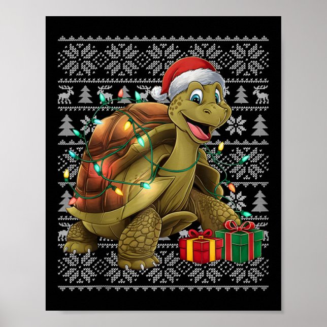 Xmas Sweater Style Ugly Santa Giant Tortoise Chris Poster (Front)