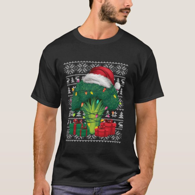 Xmas Sweater Style Ugly Santa Hat Broccoli Christm (Front)