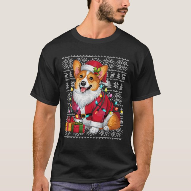 Xmas Sweater Style Ugly Santa Welsh Corgi Dog Chri (Front)