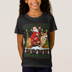 Xmas Sweater Ugly Santa Riding Corgi Dog Christmas