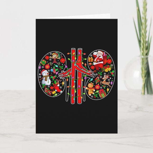 Xmas Symbols Santa Elf Kidneys Shape Dialysis Tech Card (Front)