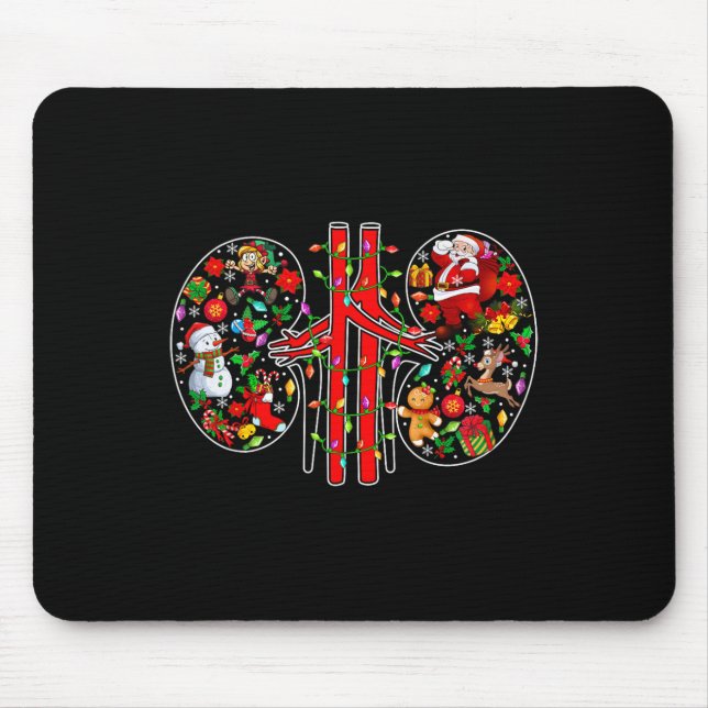 Xmas Symbols Santa Elf Kidneys Shape Dialysis Tech Mouse Mat (Front)