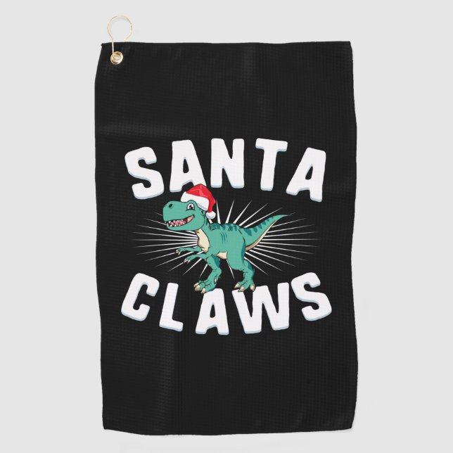 Xmas T-Rex Christmas Santa Claws   Golf Towel (Front)