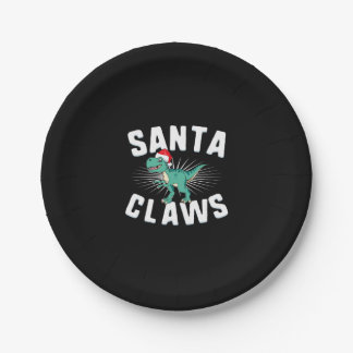 Xmas T-Rex Christmas Santa Claws   Paper Plate